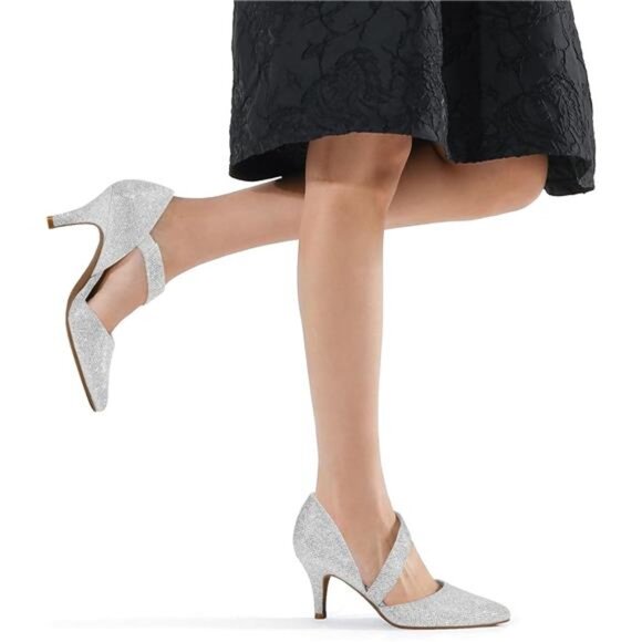 Women's Pointed Toe Low Stiletto Heel Dress Pumps Shoes - Picture 4 of 7